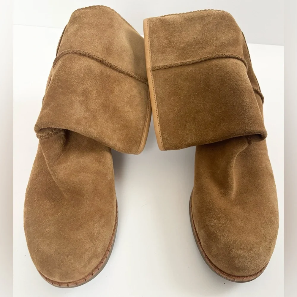 UGG Cyrinda Unlined Stacked Heel Suede Boots in Chestnut - Picture 11 of 11